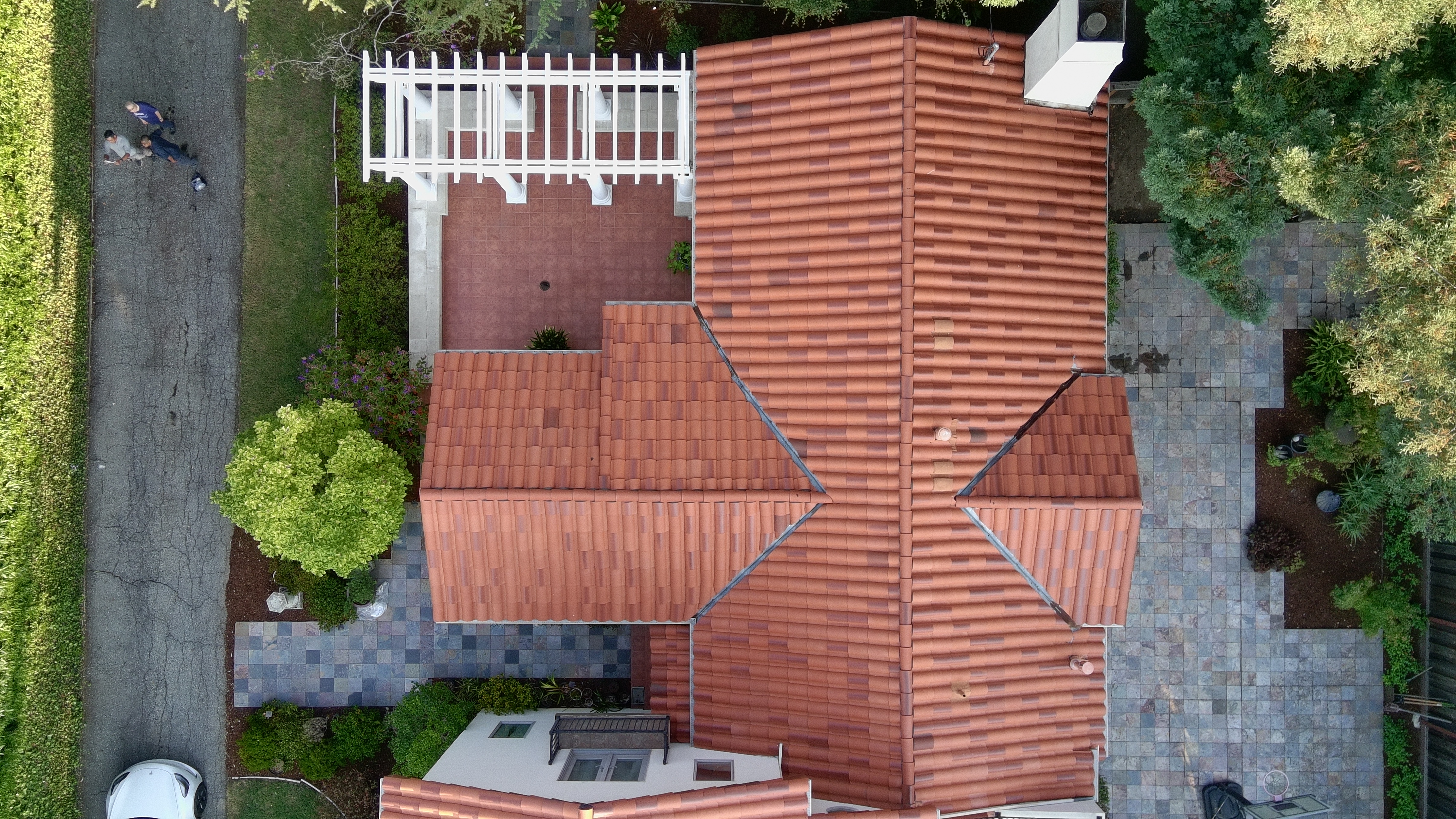 After — Atherton terracotta tile roof after soft wash service