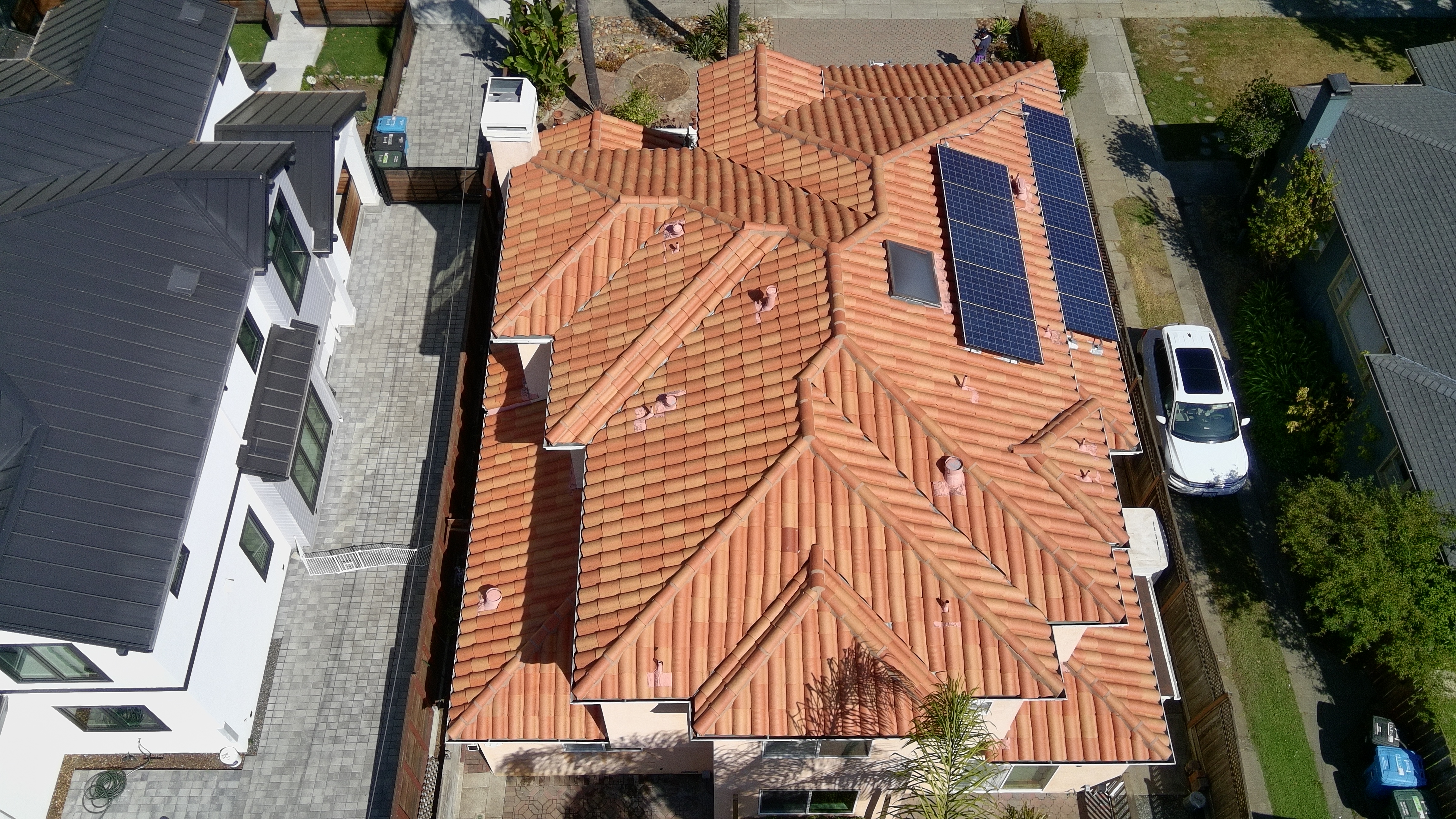 After — Burlingame tile roof clean, no cracked tiles from low-pressure soft wash