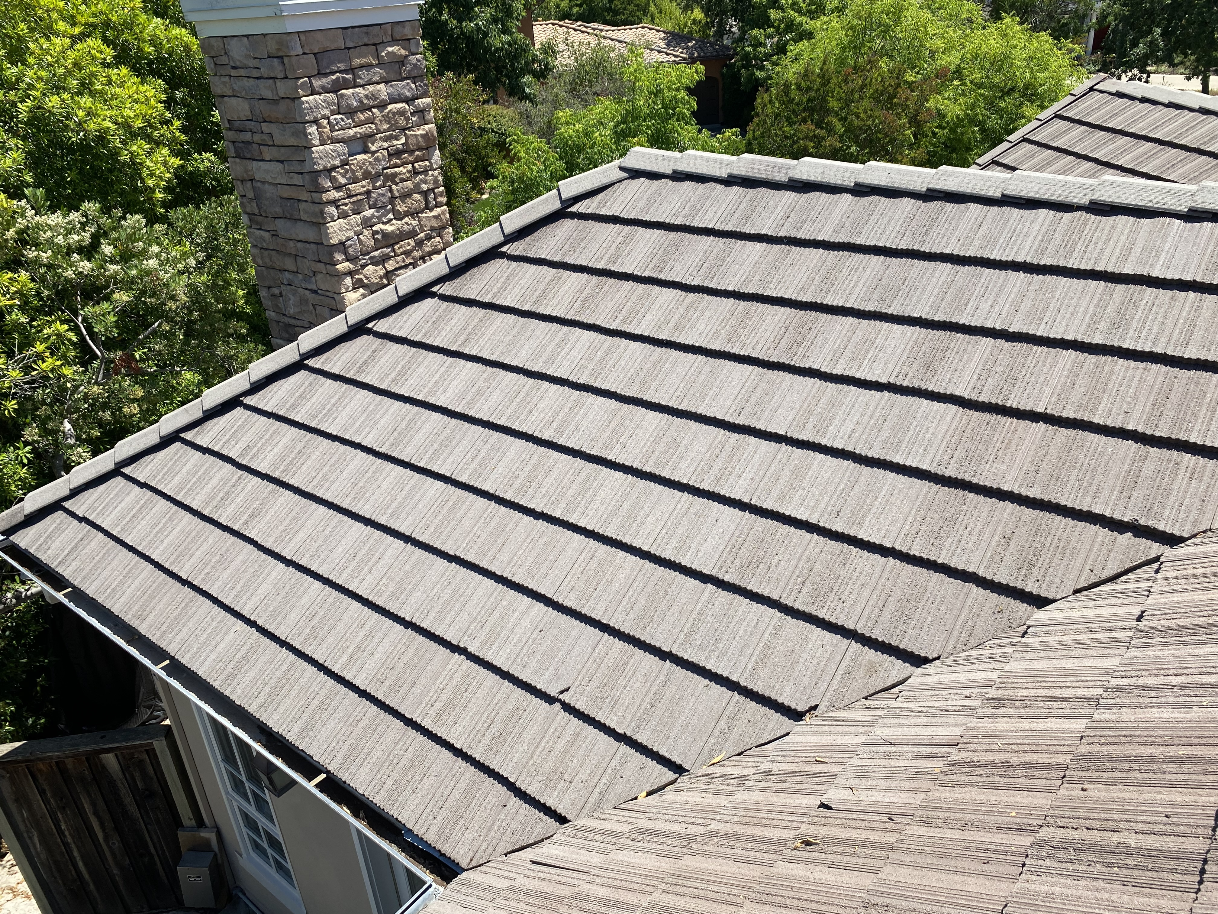 After — Cupertino flat tile roof after low-pressure wash, tiles undamaged