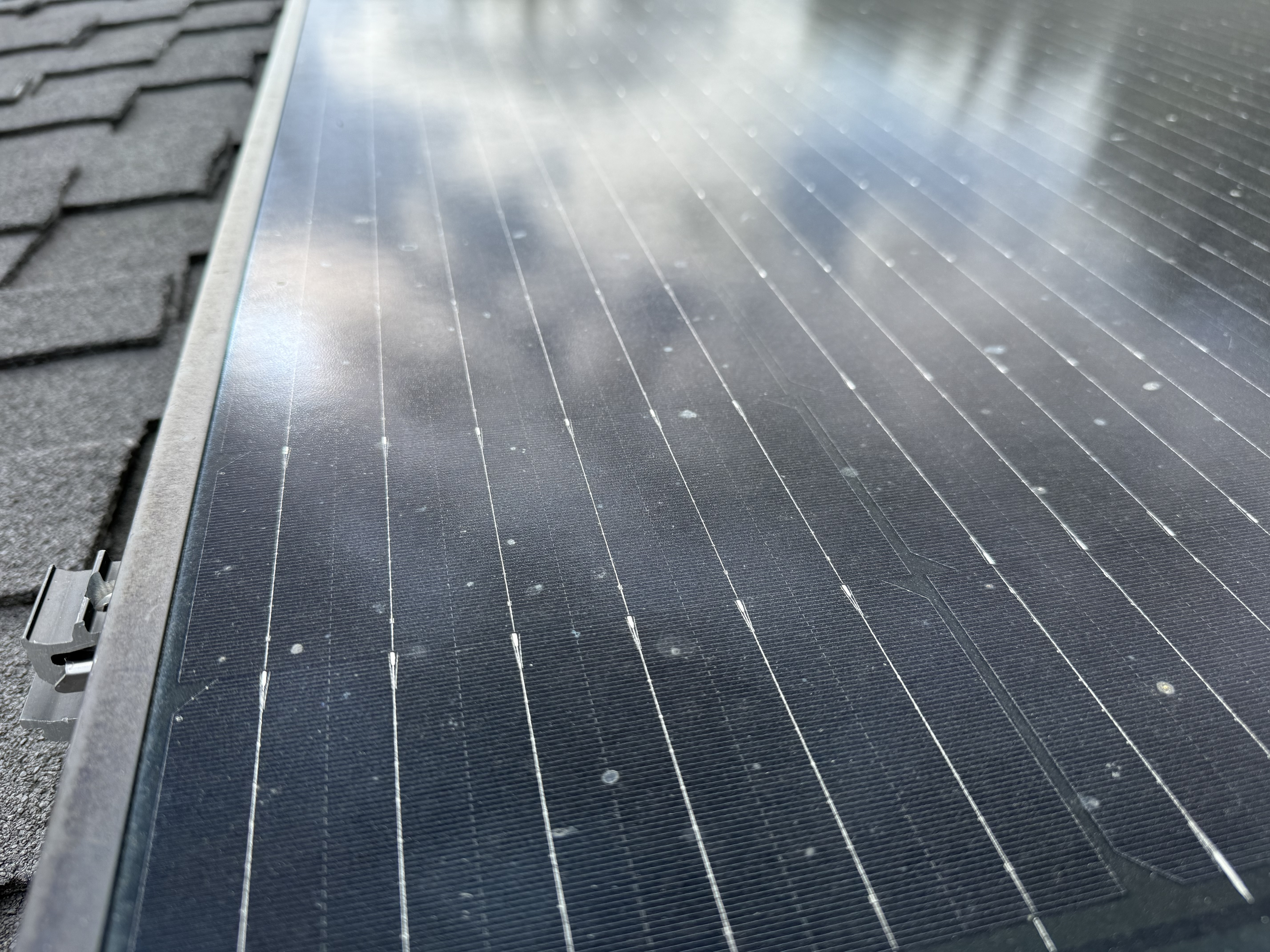 Before — Cupertino solar panels with accumulated dust and bird droppings