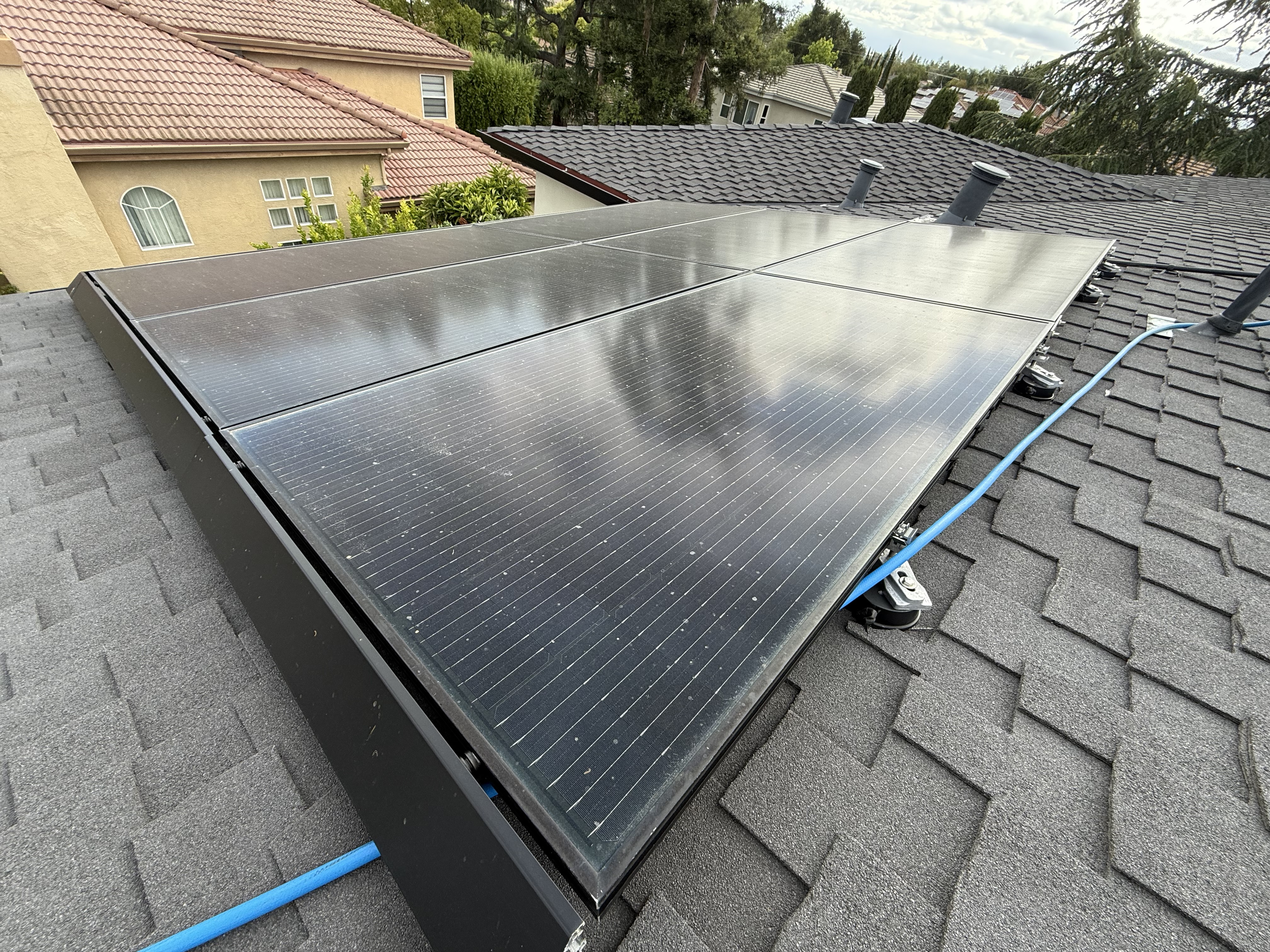 Before — Cupertino solar panels with heavy organic film before service