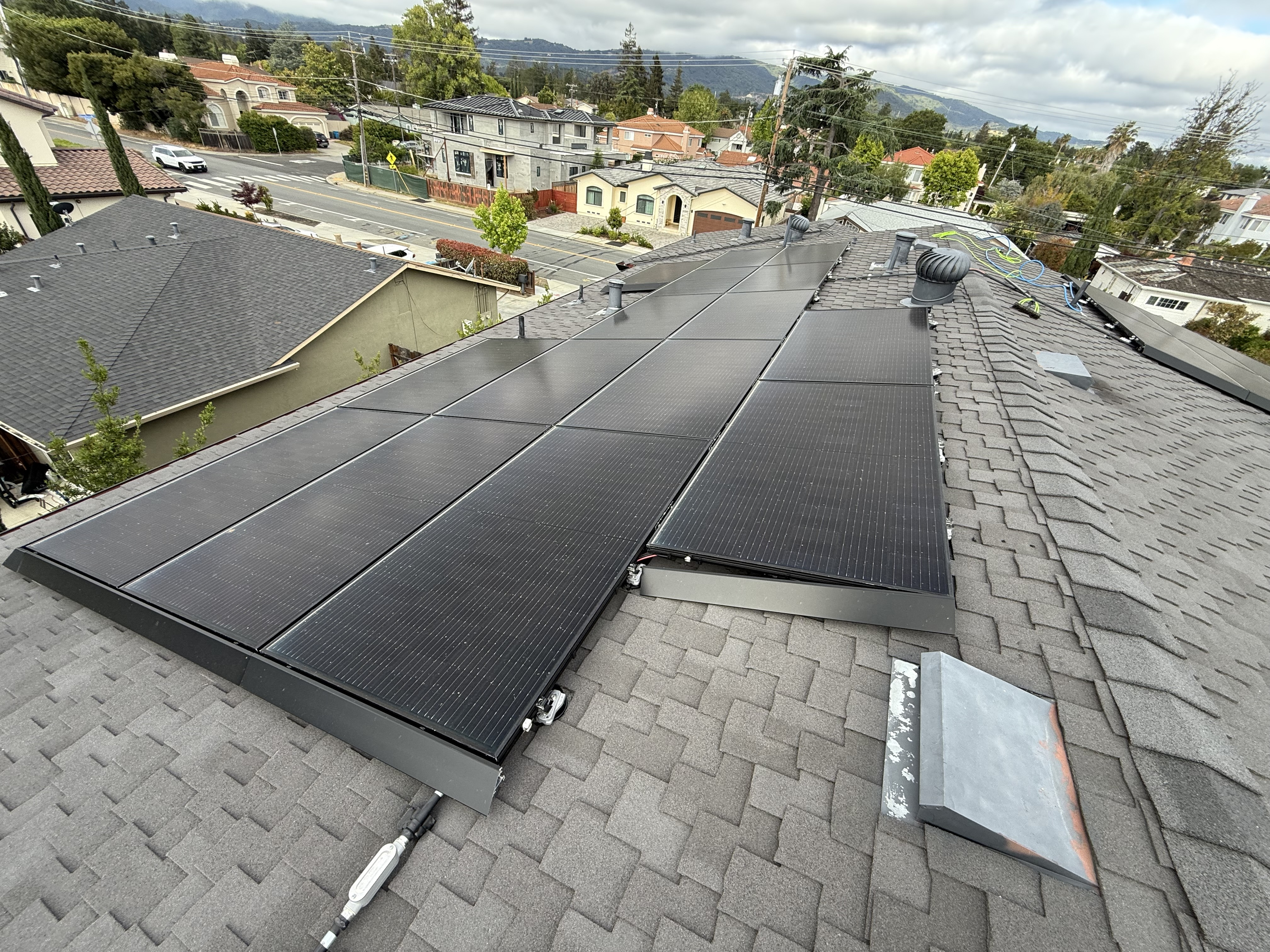 Before — Cupertino rooftop solar array with dust and soiling before cleaning