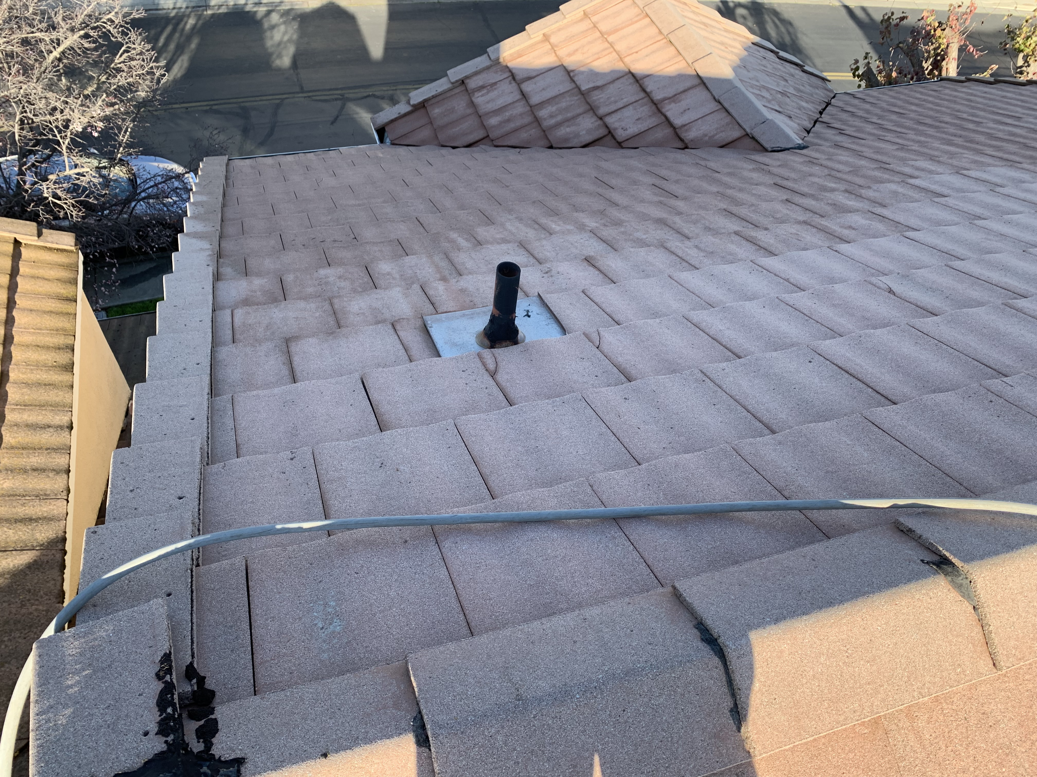 After — Fremont flat tile roof clean after soft wash, moss removed