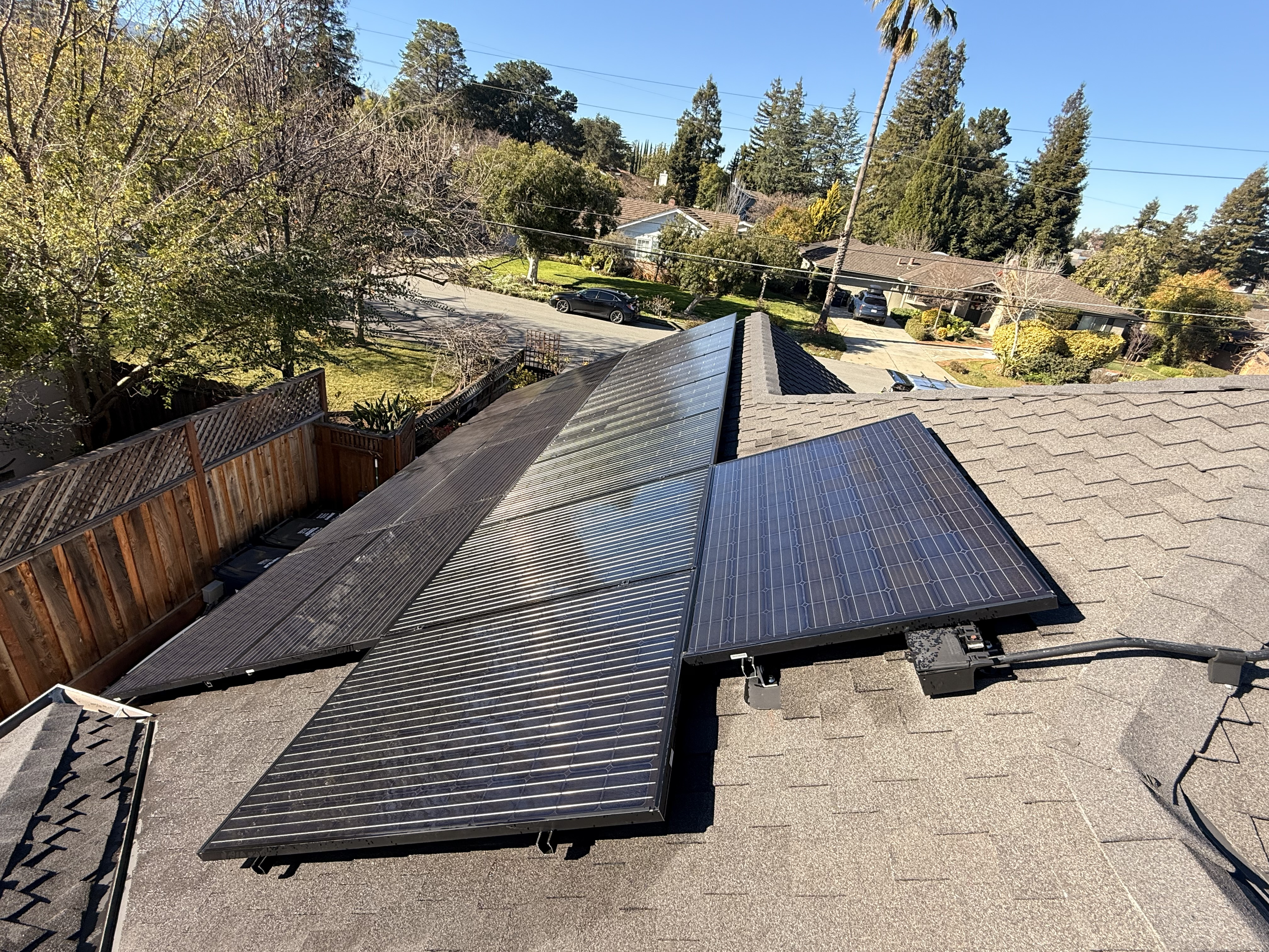 After — Los Altos solar array after deionized water cleaning, no mineral spots