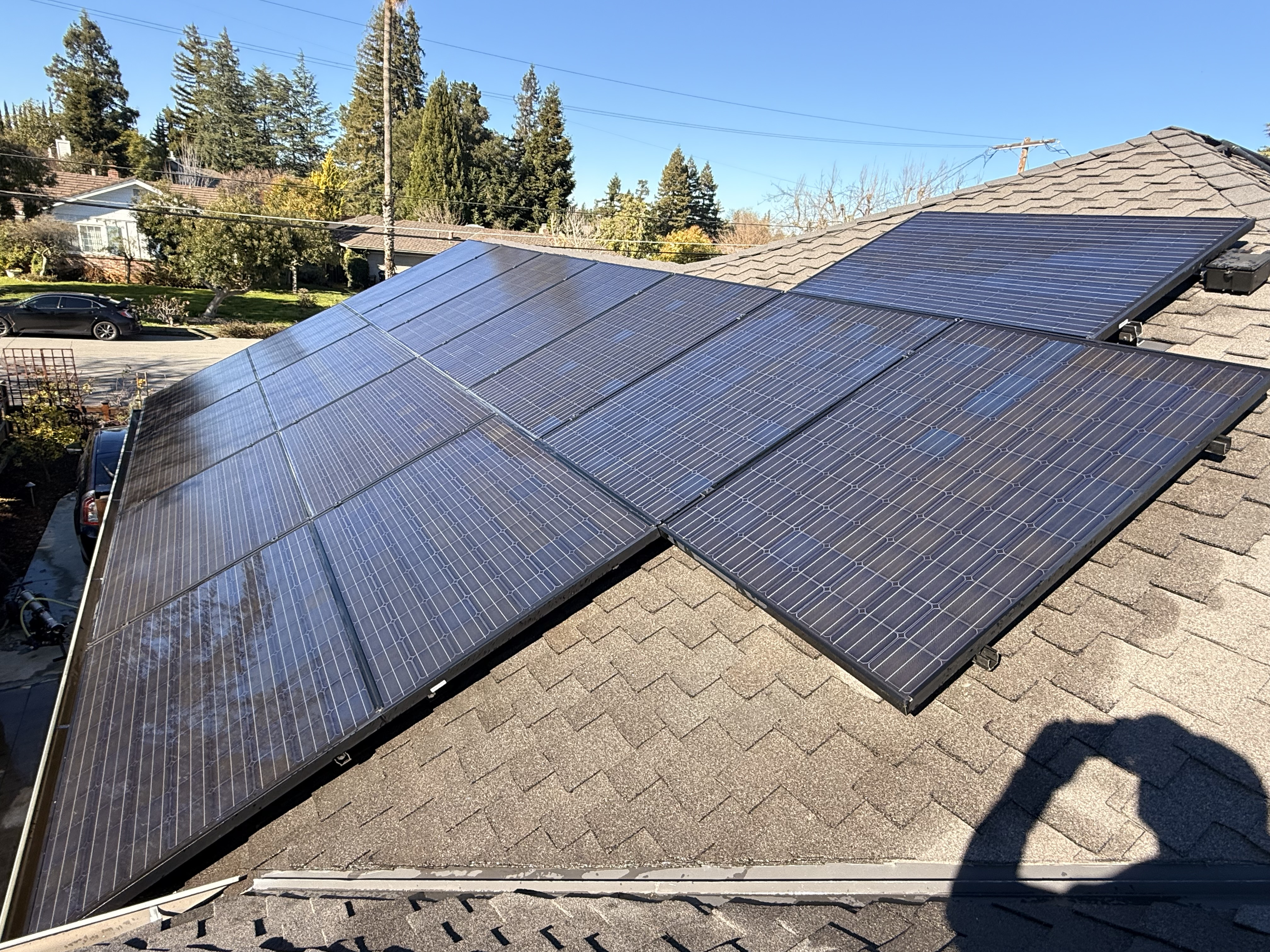 After — Los Altos solar panels fully cleaned, bird droppings removed, output restored