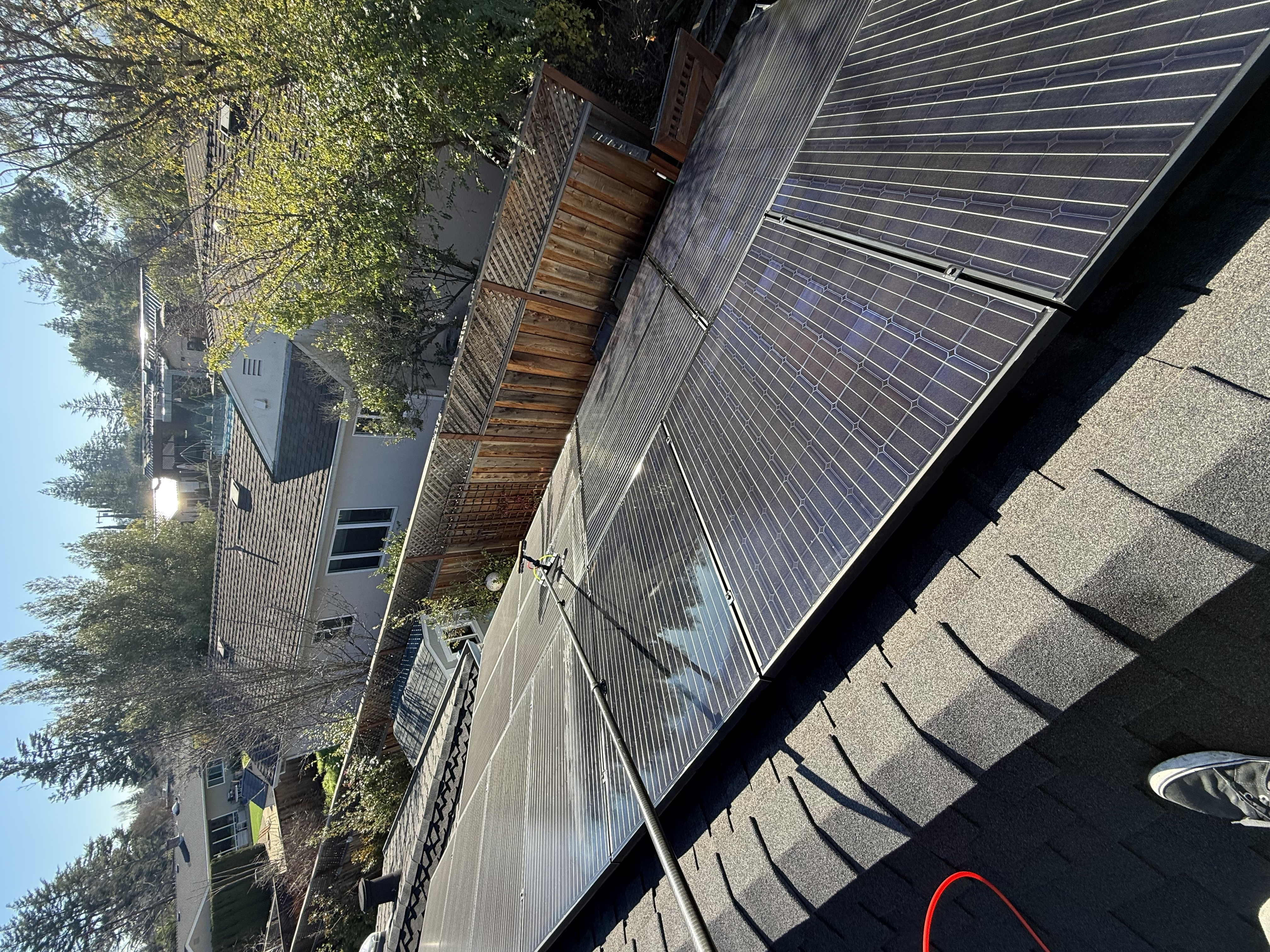 Before — Los Altos rooftop solar array showing full soiling extent before cleaning