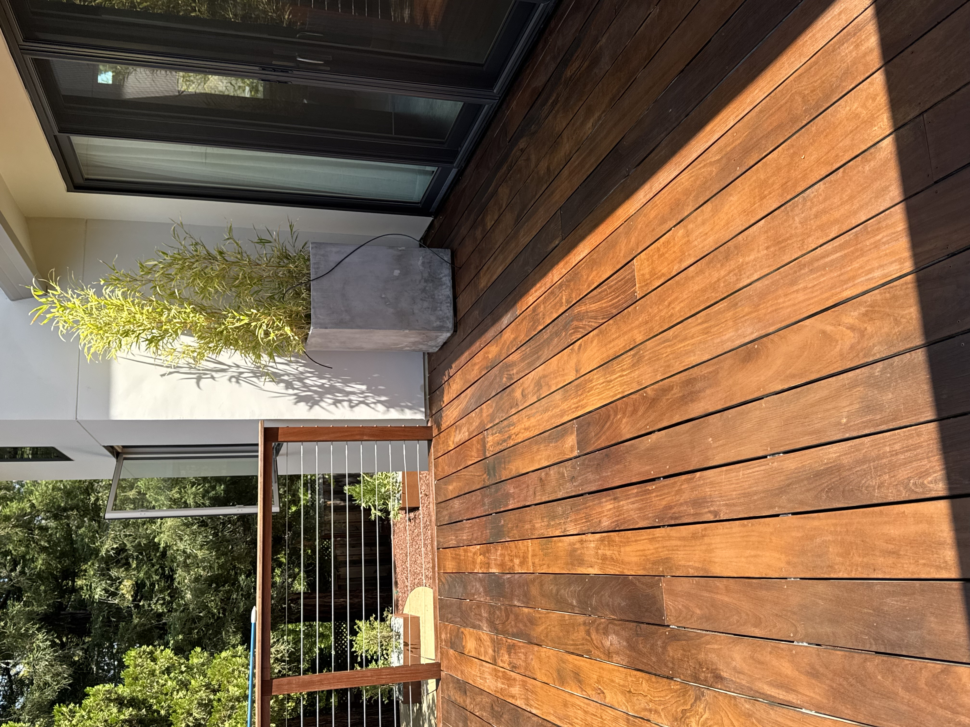 Final — Los Gatos ipe deck complete, penetrating oil finish even across all boards