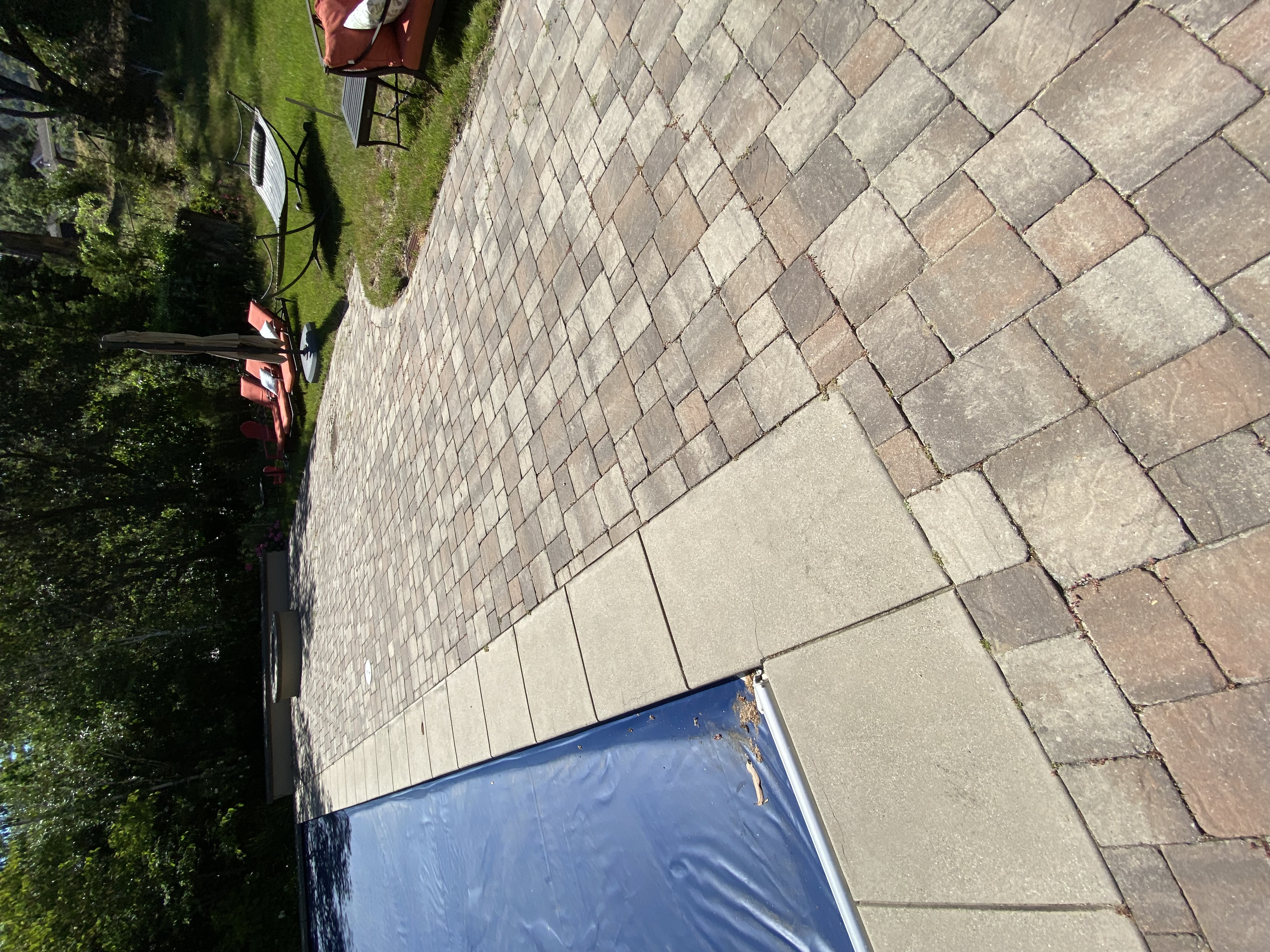 Before — Los Gatos pavers stained and worn before pressure wash