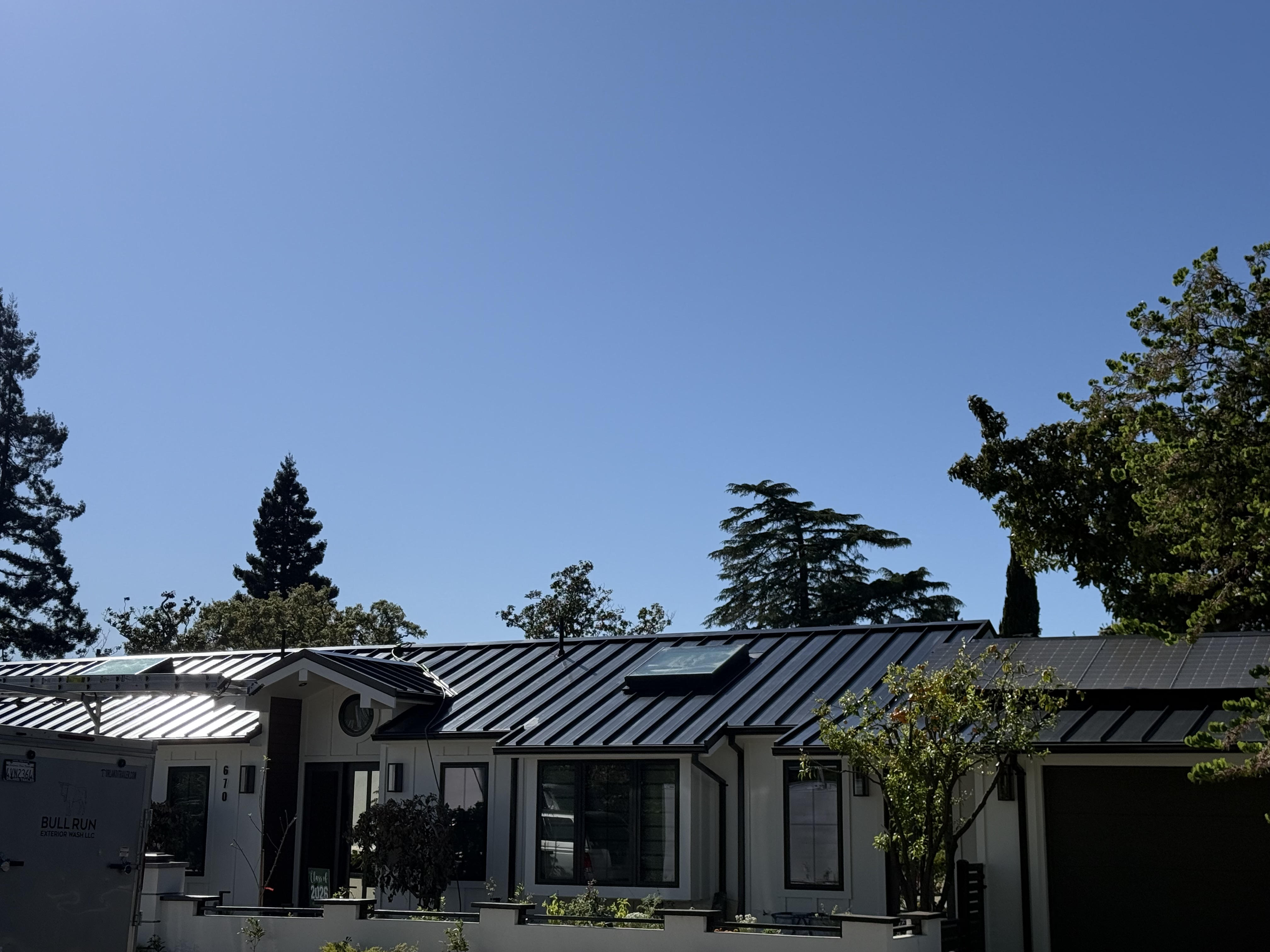 After — Menlo Park rooftop after combined roof wash and solar cleaning