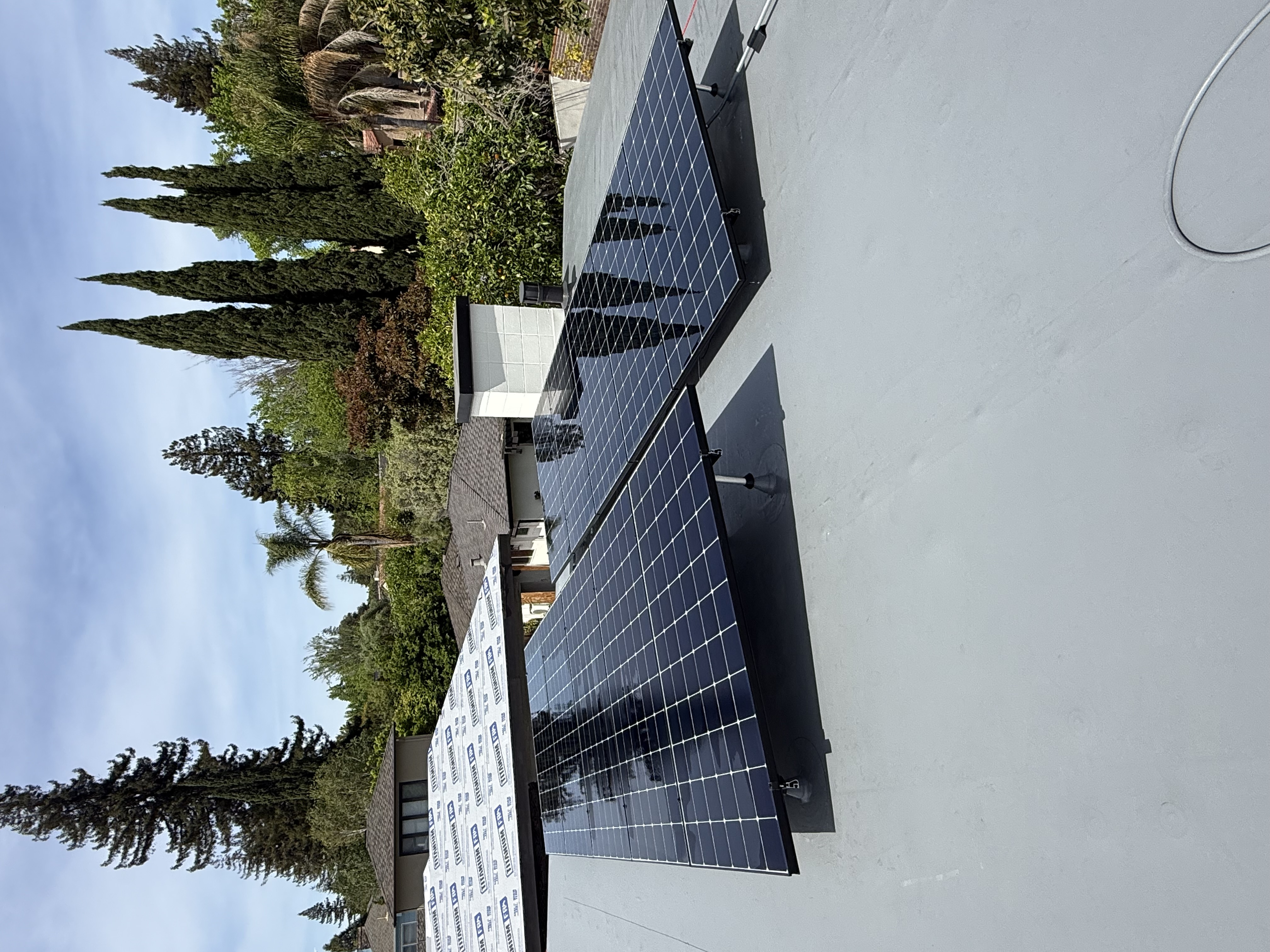 After — Menlo Park rooftop overview after roof wash and panel cleaning