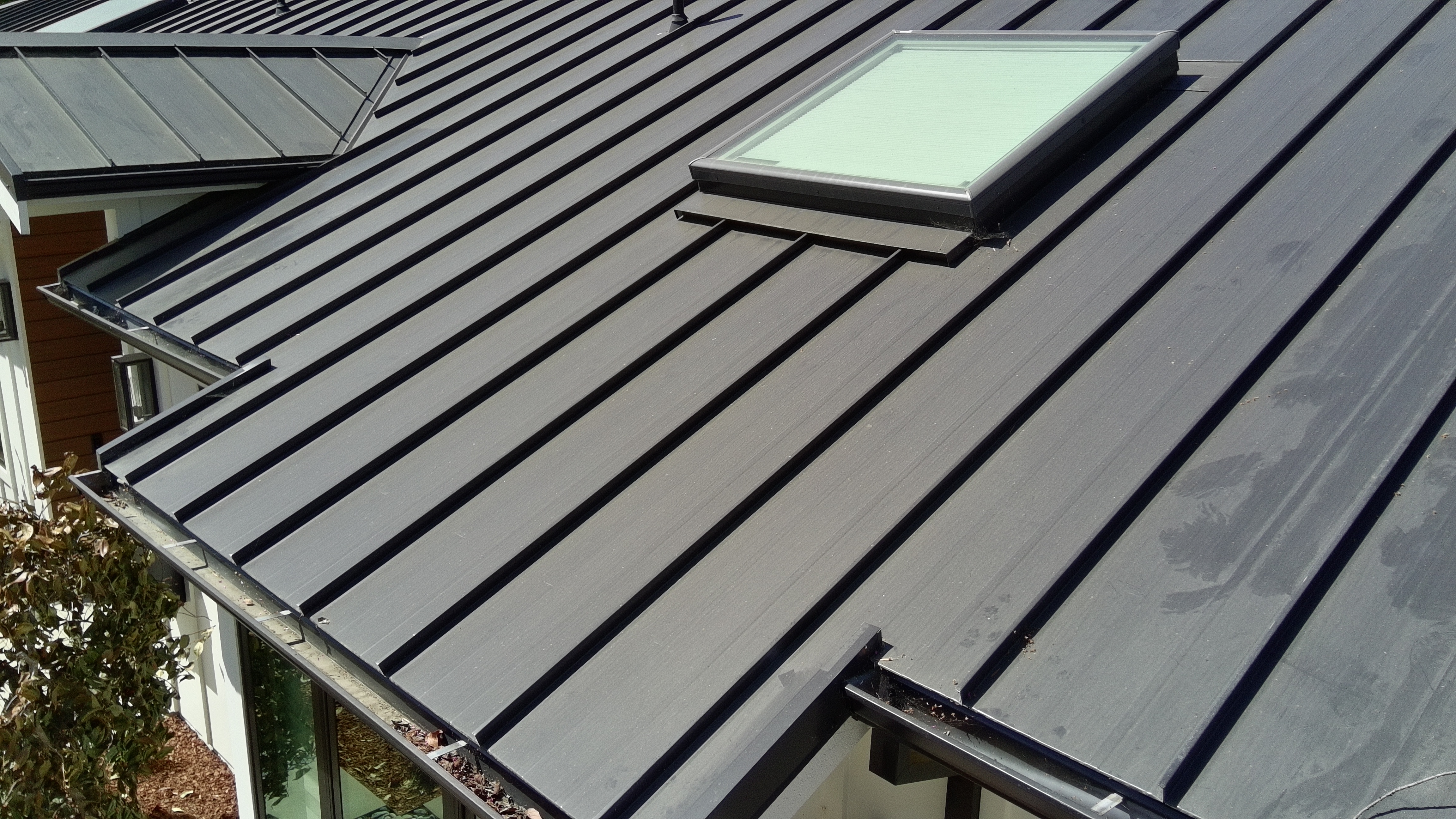Before — Menlo Park roof with moss on shaded section before washing