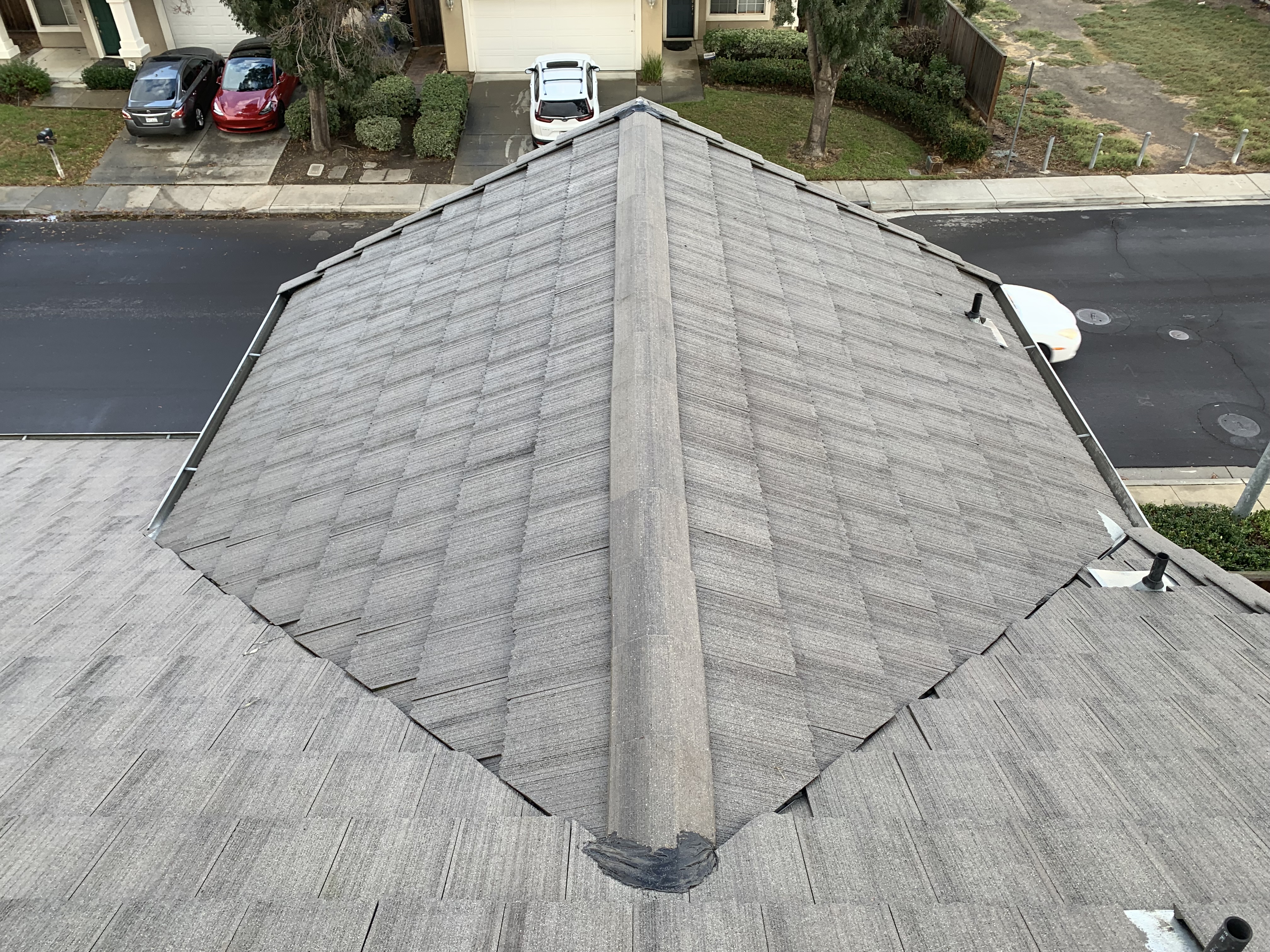 After — Milpitas roof tile clean, streaking removed