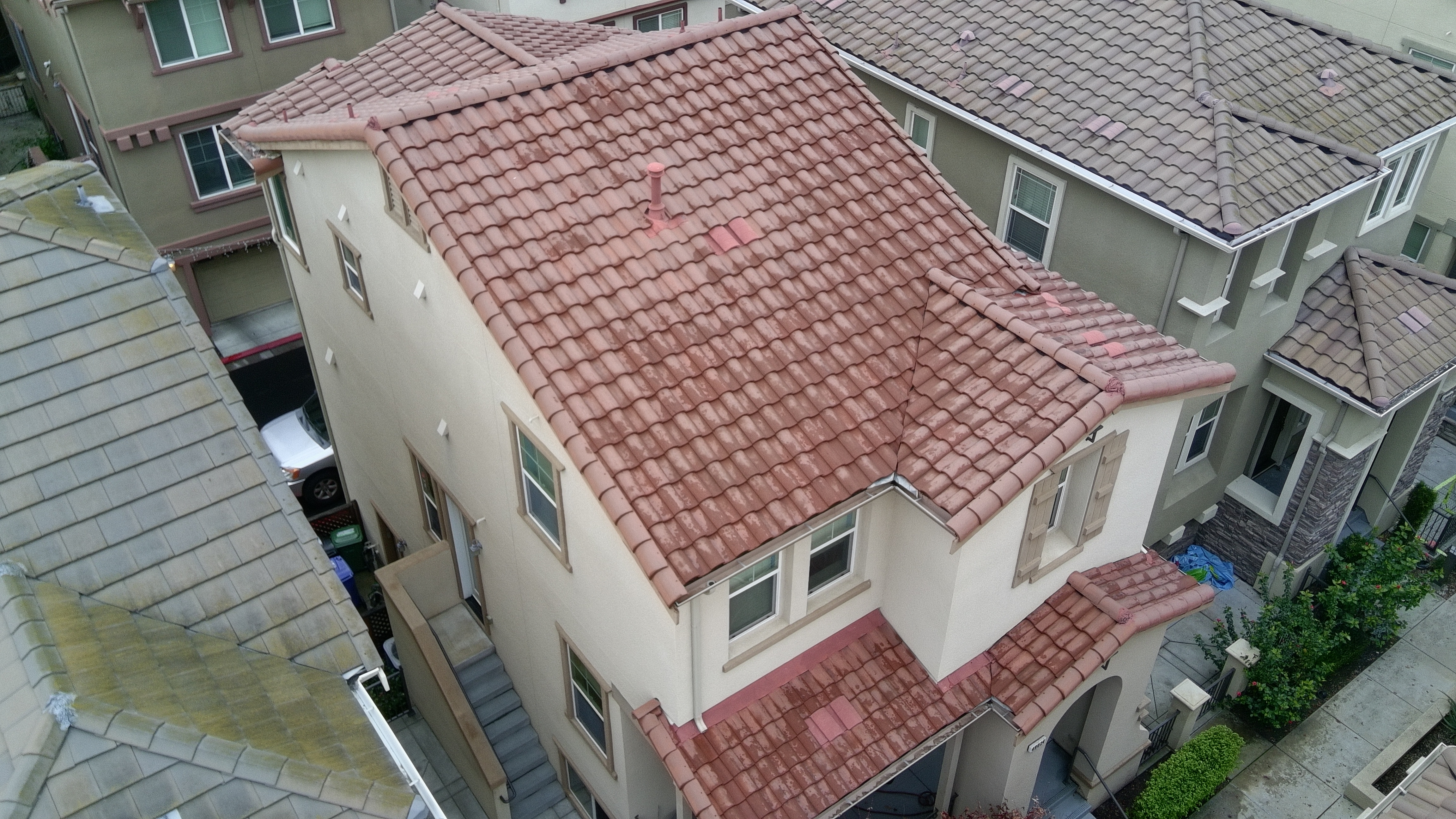 After — Wide view Milpitas S-tile roof fully cleaned and treated