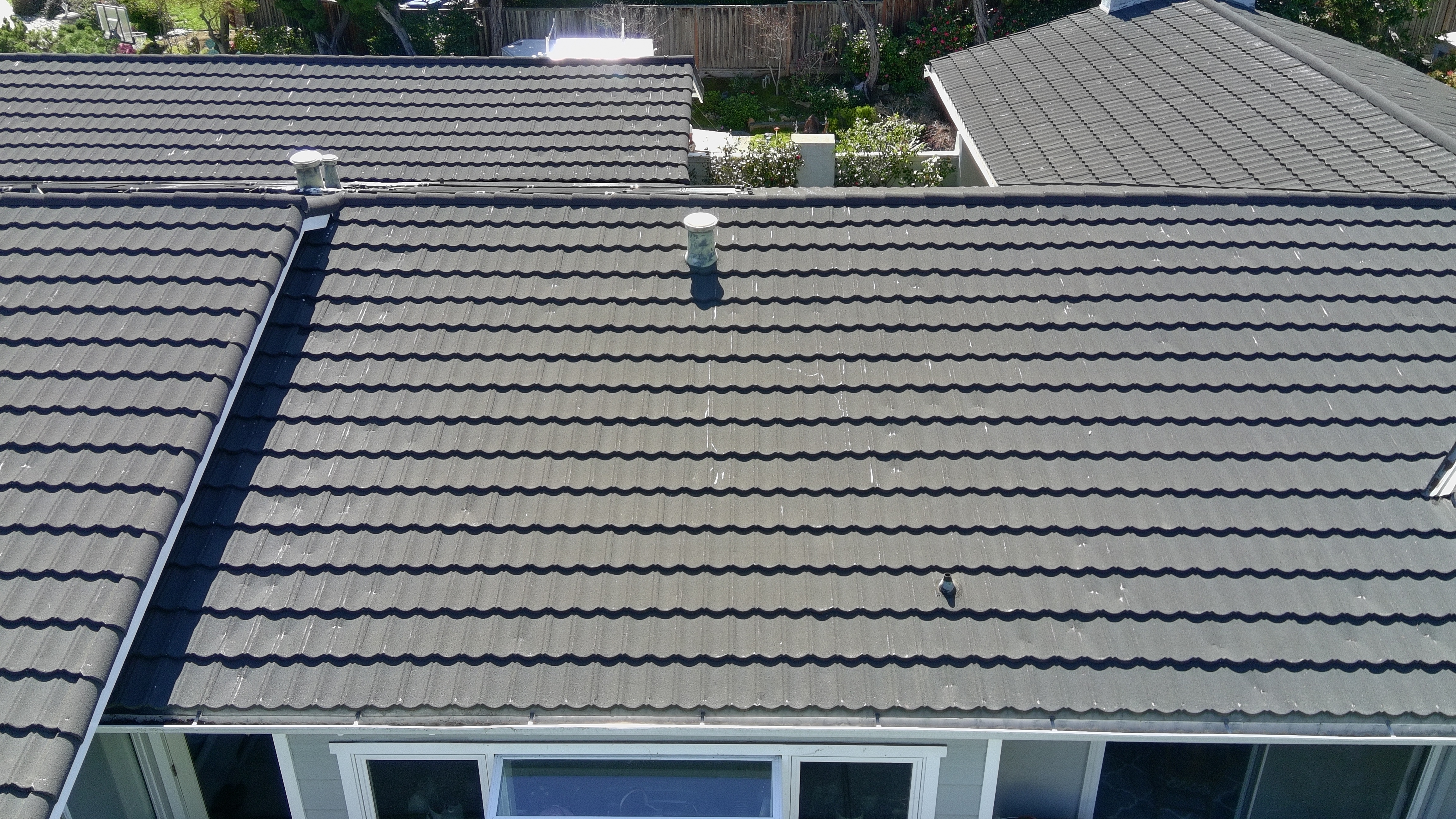 After — Monte Sereno tile roof restored after soft wash treatment