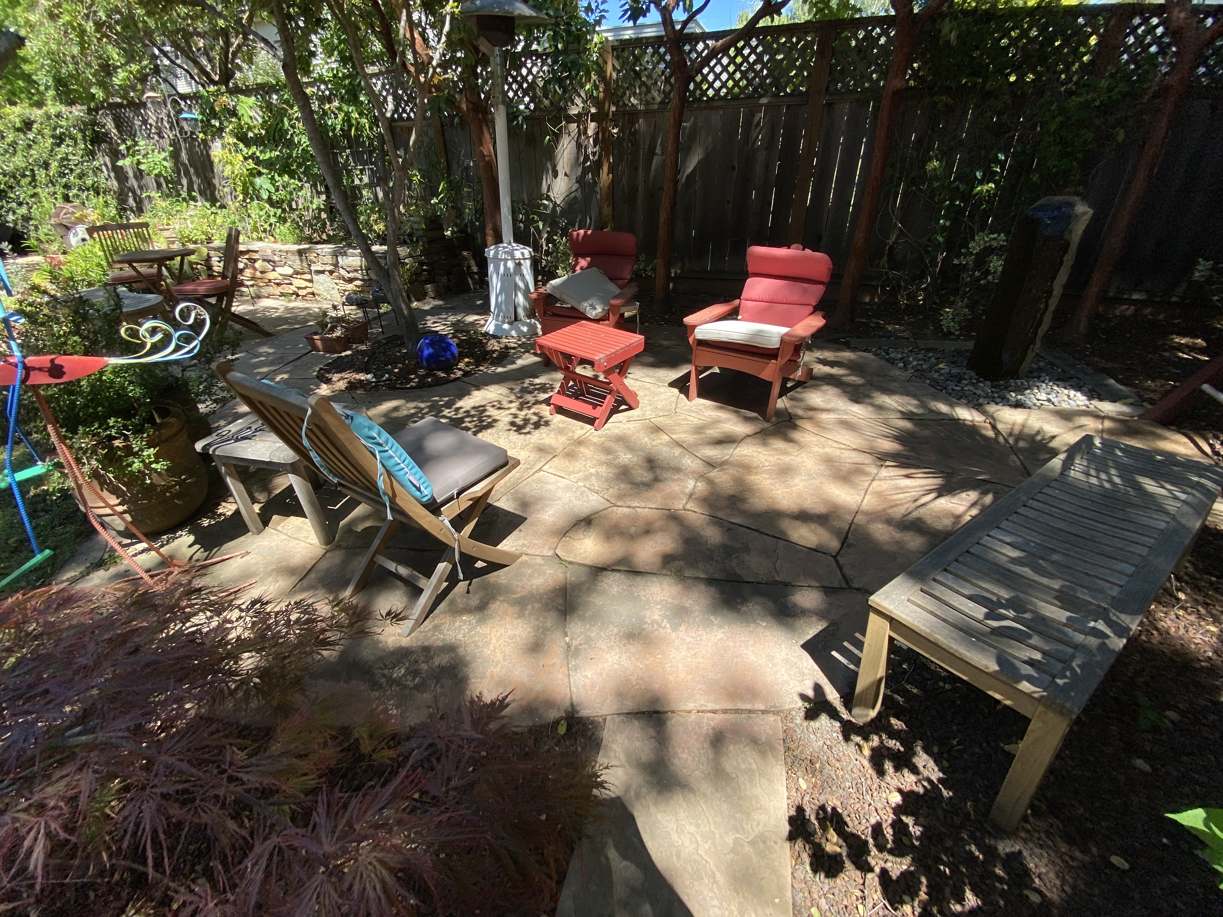Before — Palo Alto flagstone with heavy lichen colonization on stone face