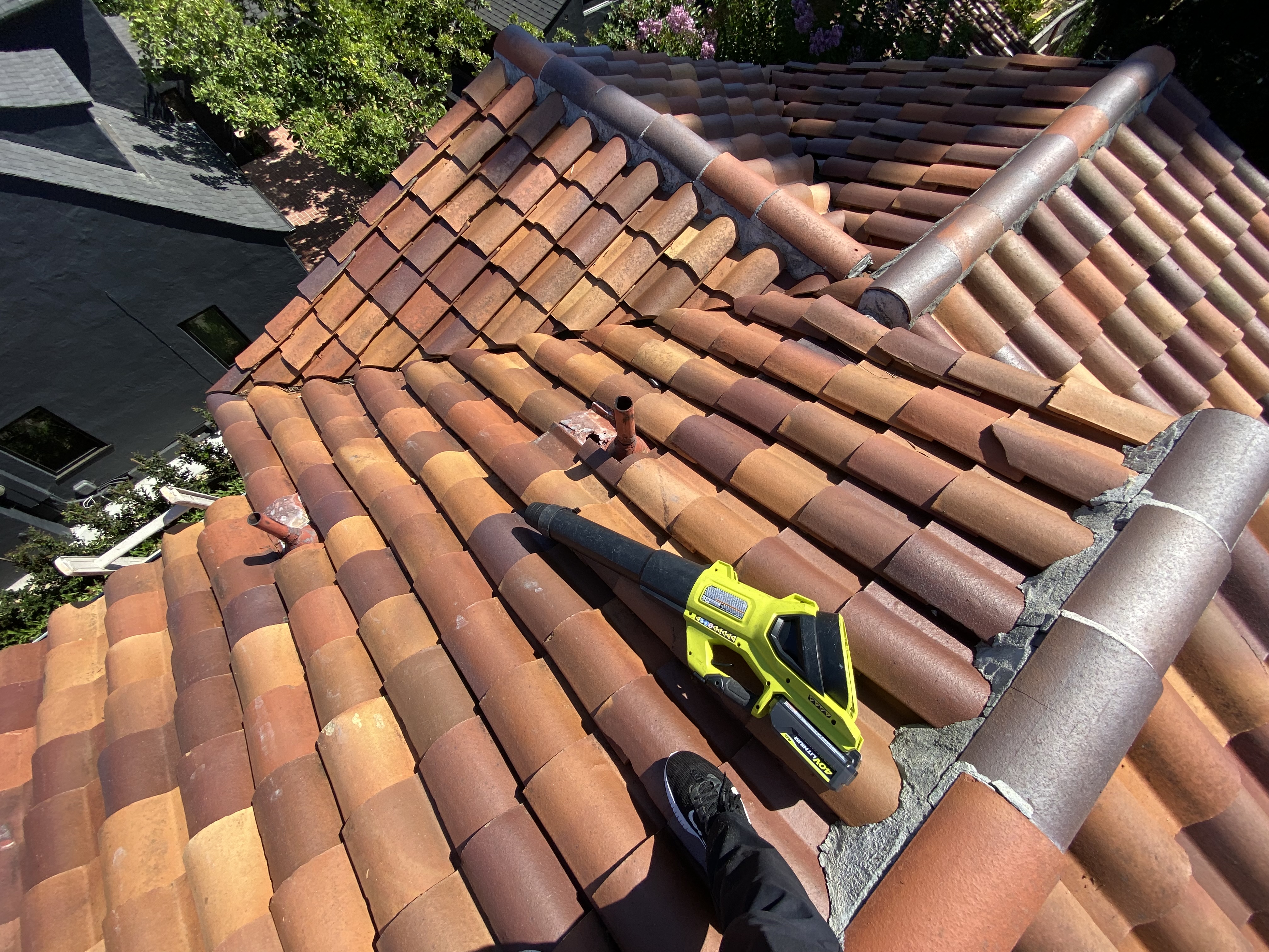 After — Palo Alto terracotta roof clean after low-pressure soft wash