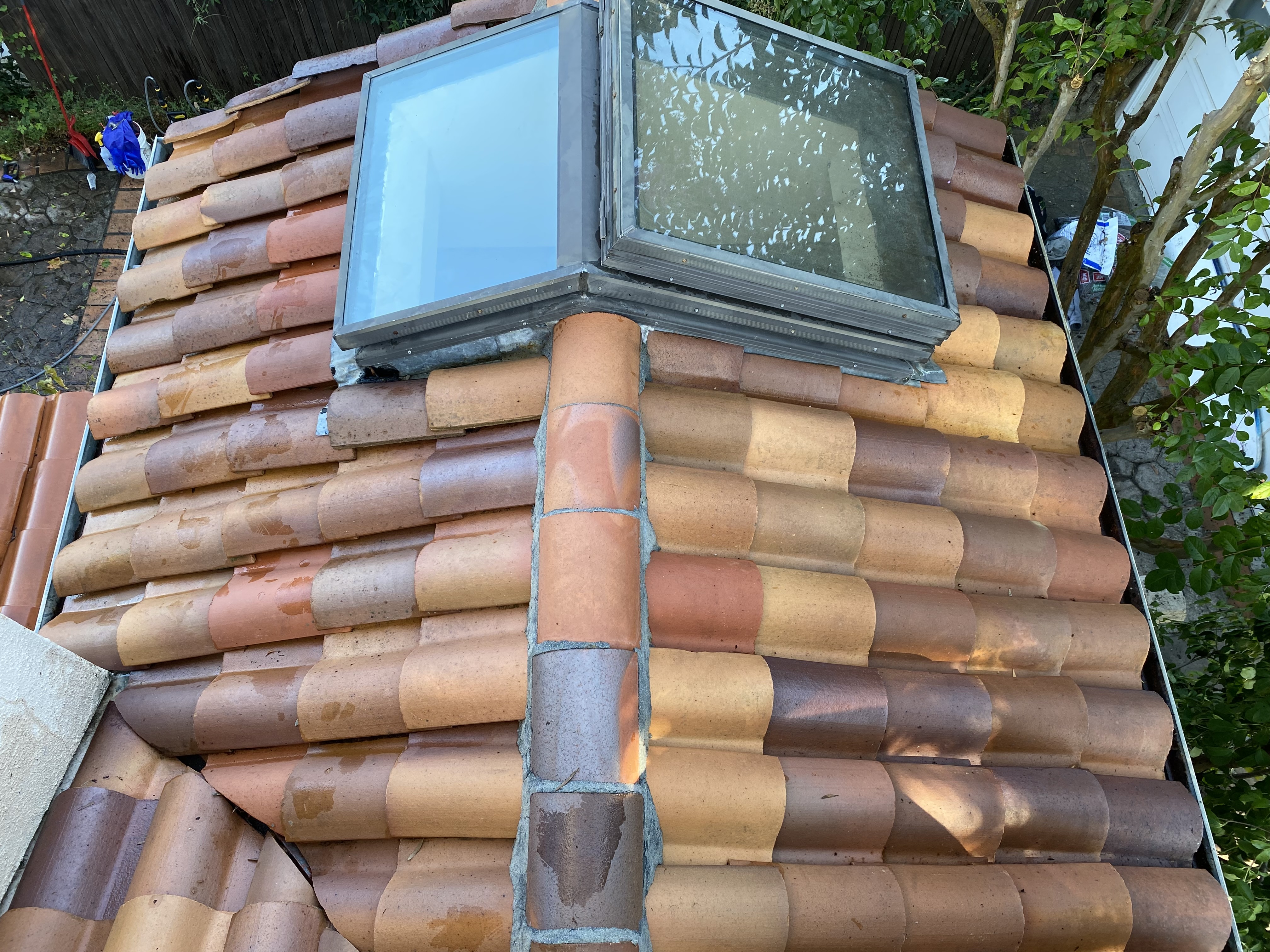 After — Palo Alto terracotta tile roof after soft wash service
