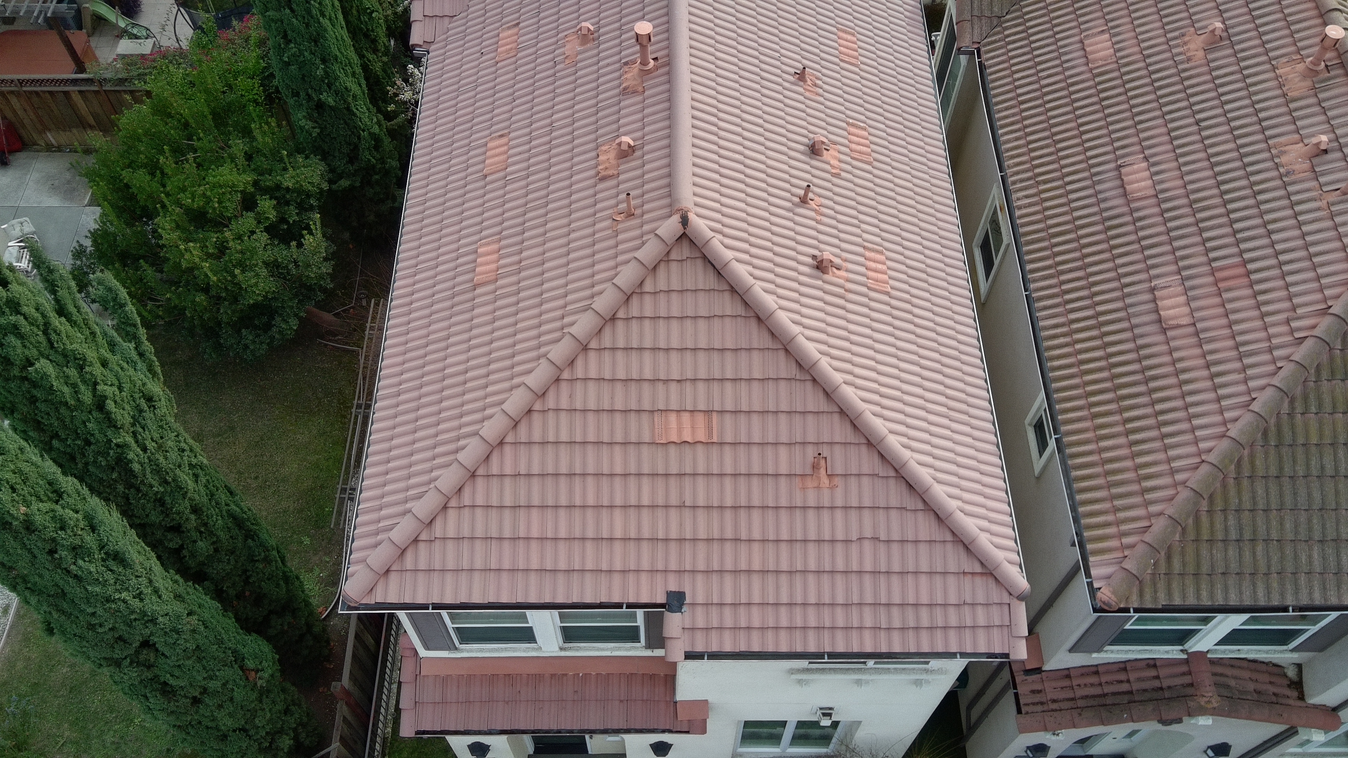 After — San Jose concrete S-tile roof cleaned, algae and moss removed