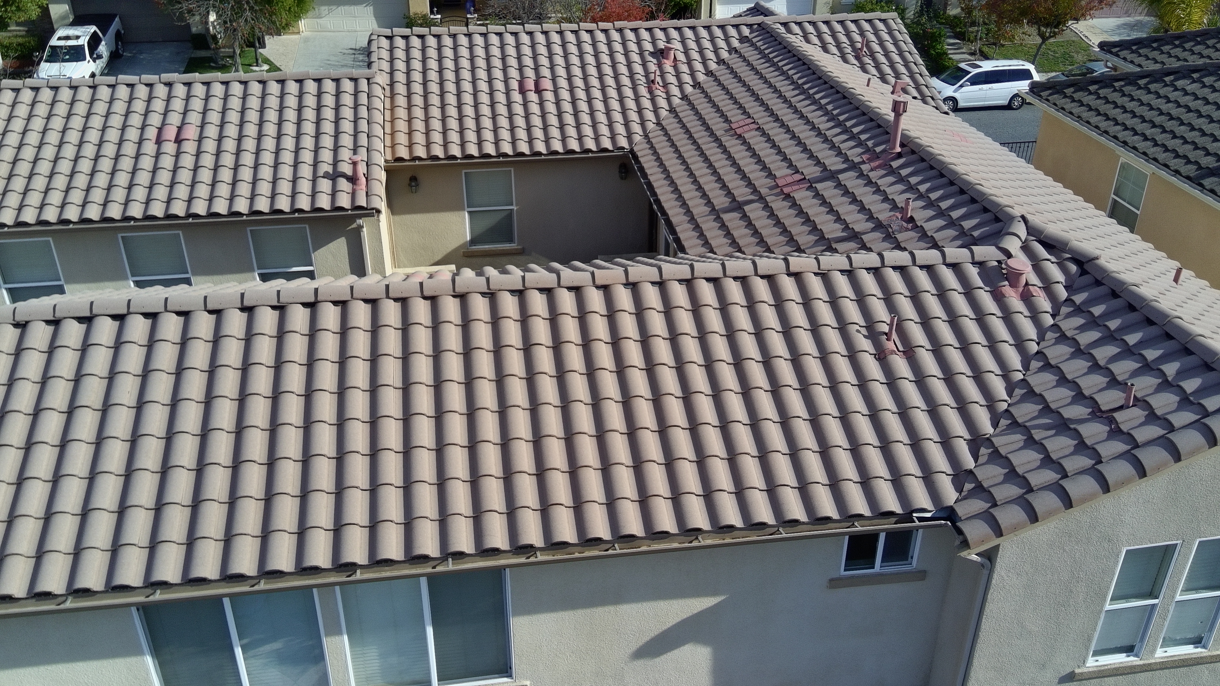 After — Wide view San Jose S-tile roof fully cleaned and treated