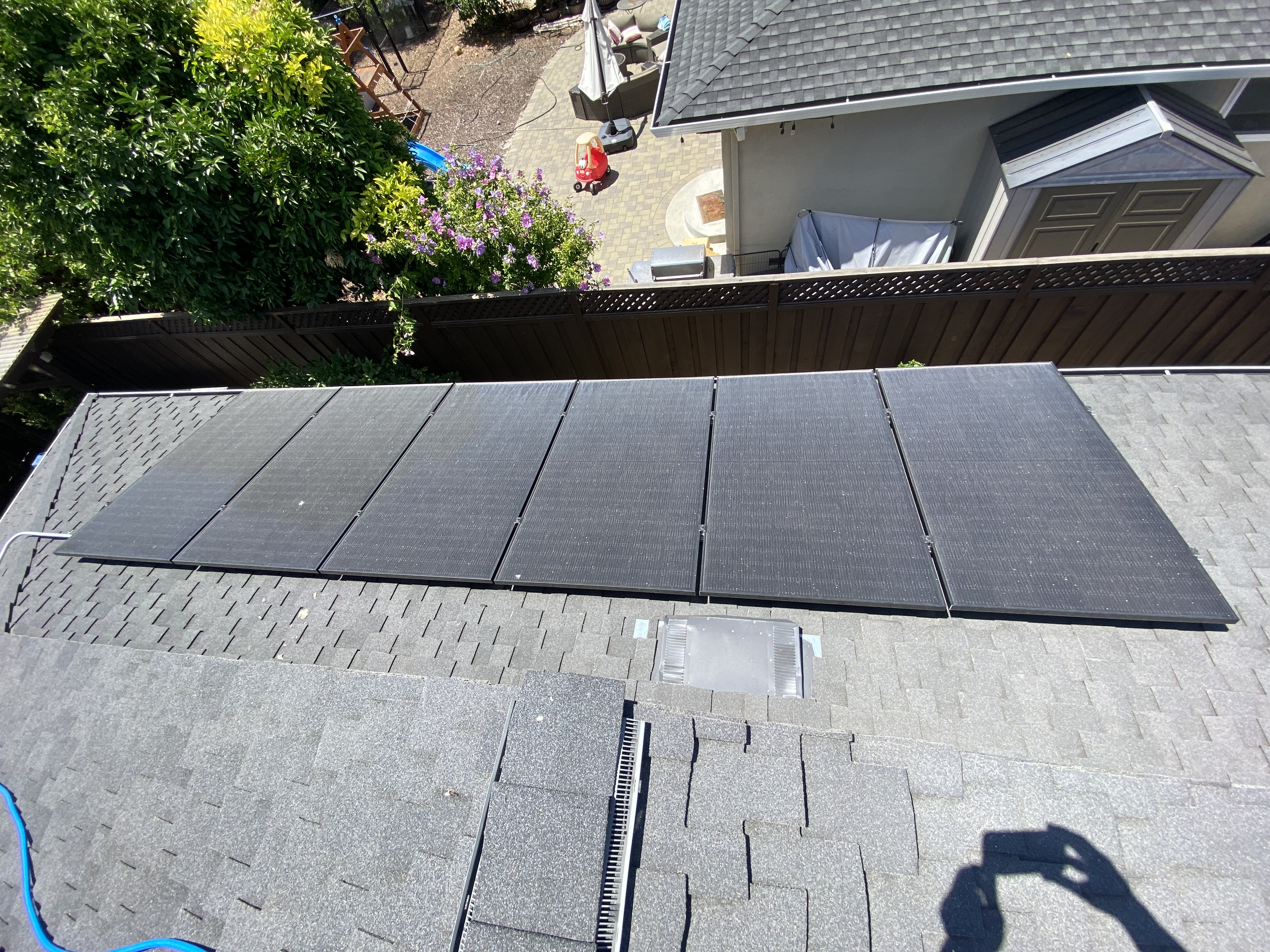 Before — San Jose solar panels with bird dropping concentration before cleaning