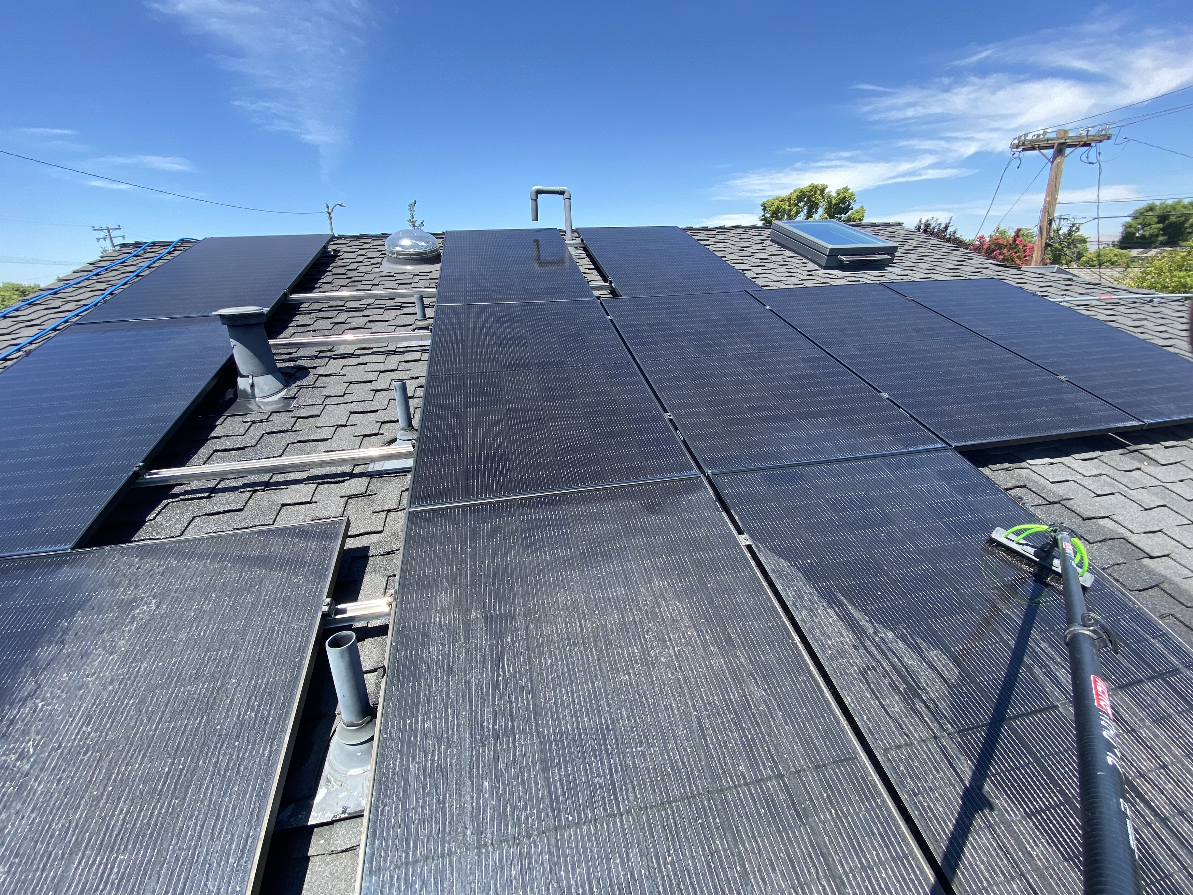 Before — San Jose solar panel close-up showing soiling on glass surface