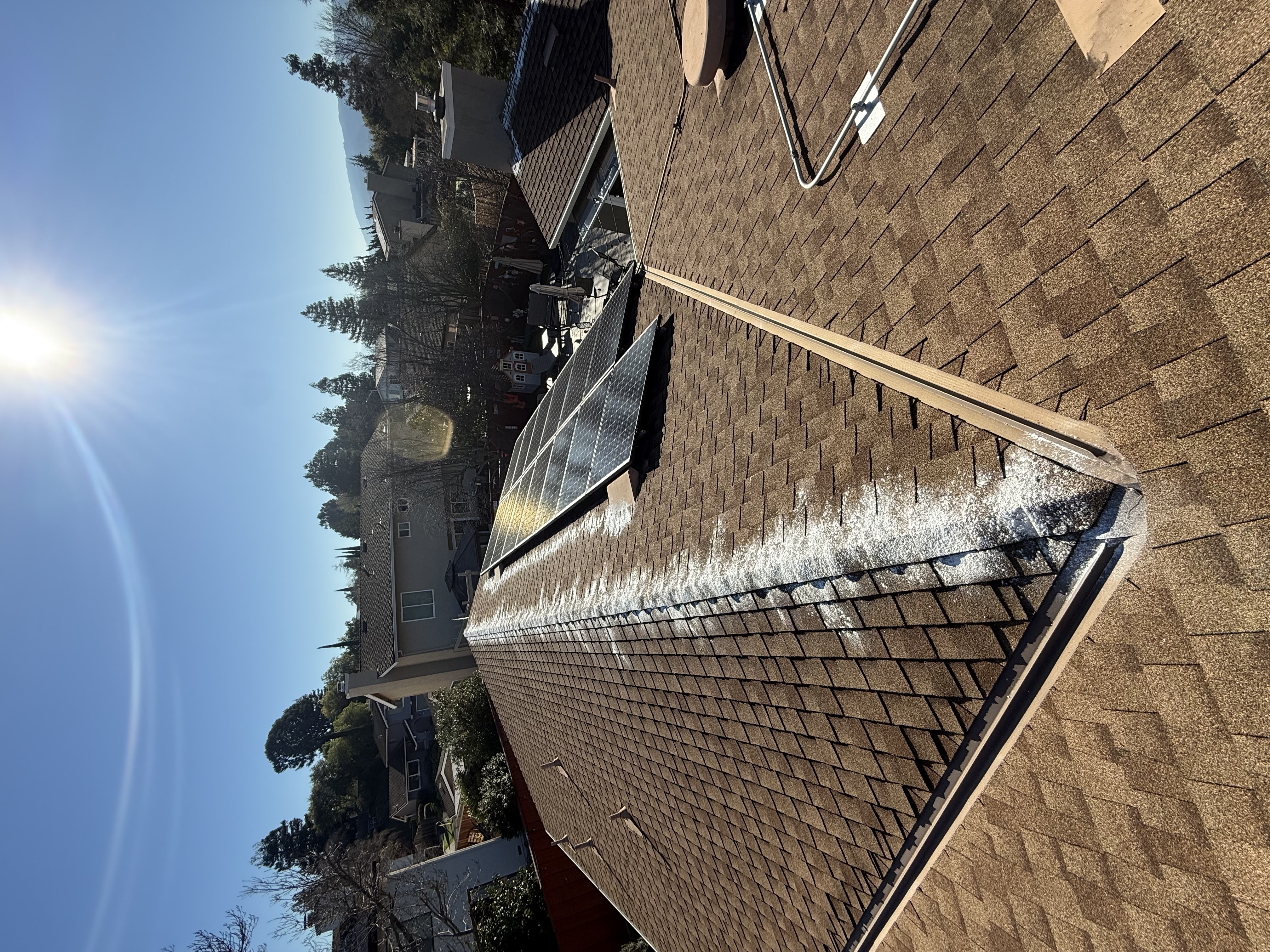 After — San Ramon shingle roof sections clean after soft wash service