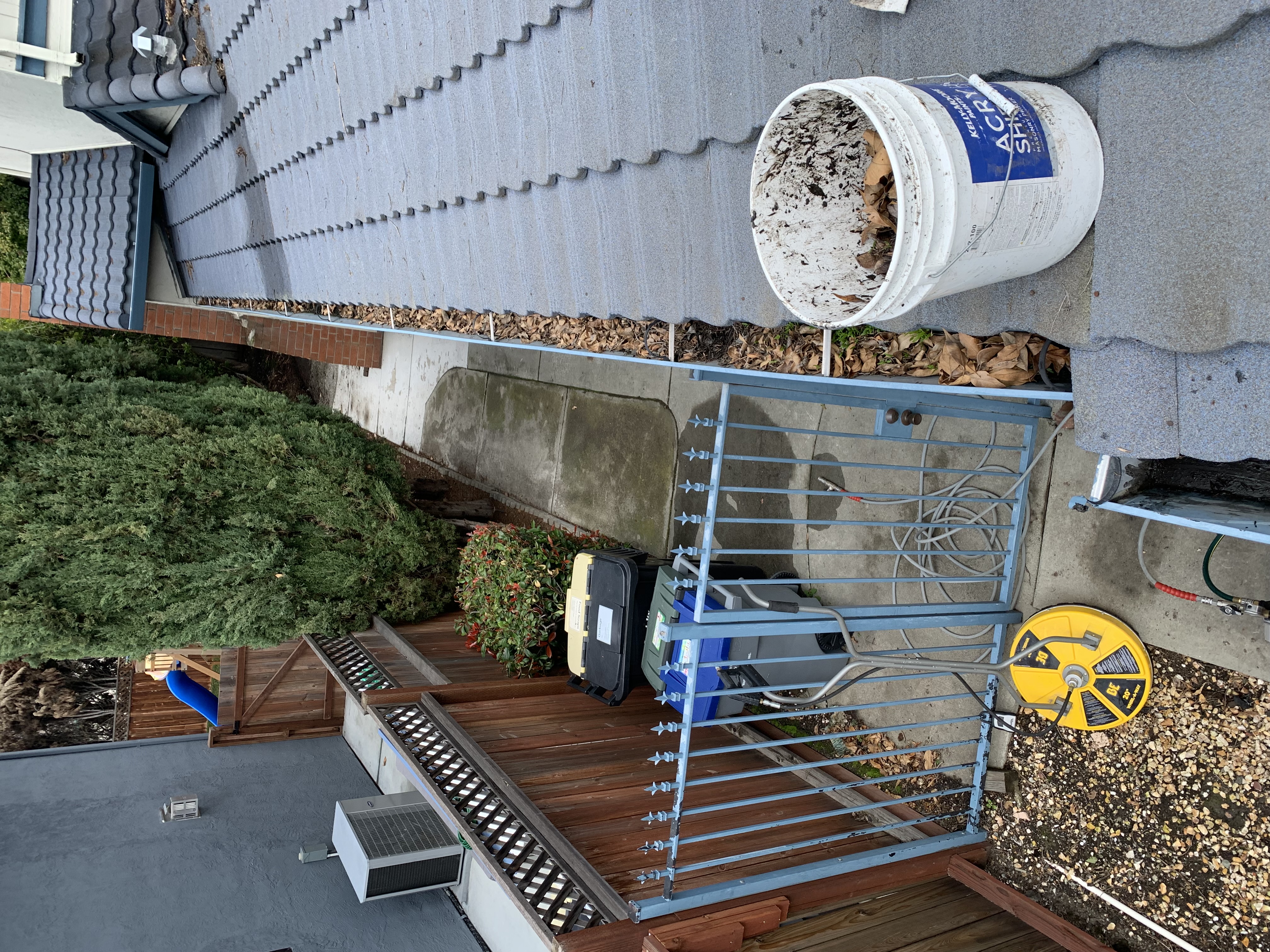 Before — Sunnyvale patio concrete with organic buildup before cleaning