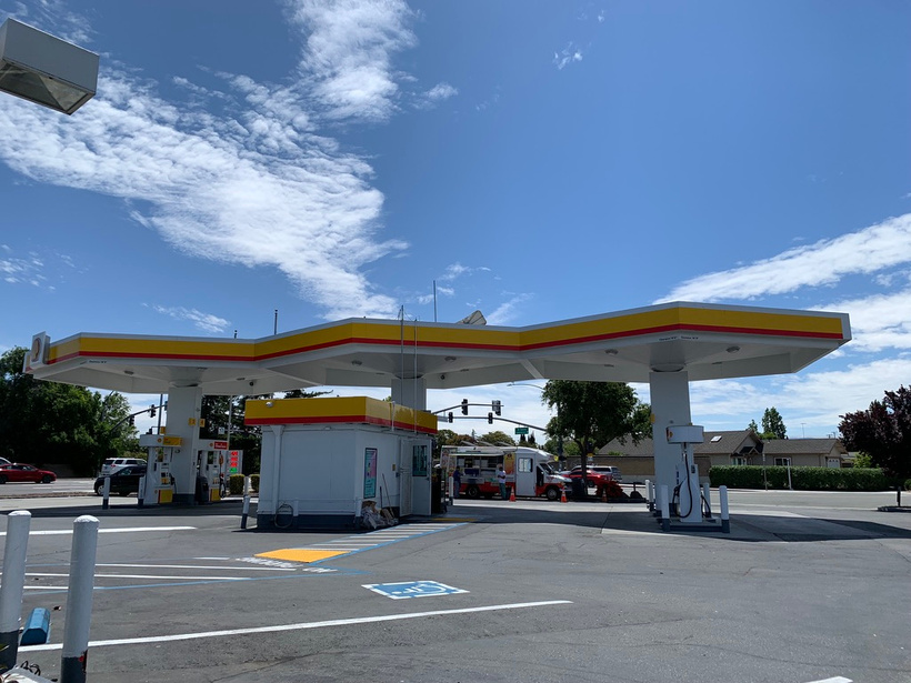 We provide  pressure/power washing cleaning services for commercial buildings. Here is a gas station we did in Sunnyvale. We took care of the canopy, building and concrete.